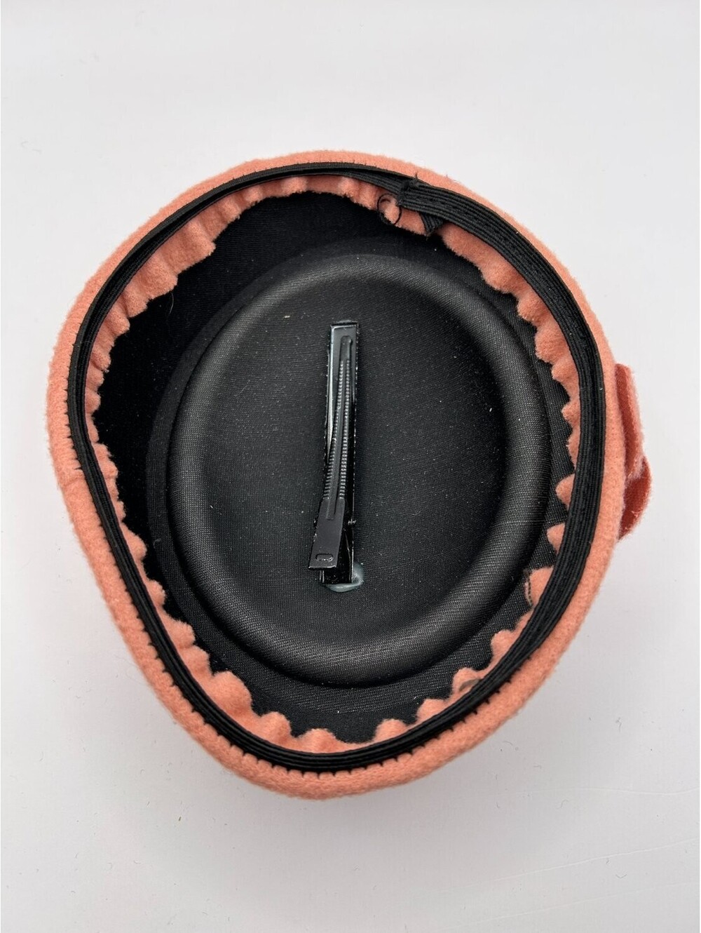 Cocktail fascinator pillbox hat One Size Felt Pink OS Womens black inner lining - Picture 5 of 5